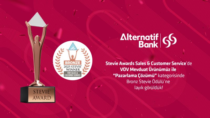 Alternatif Bank’a Stevie Awards’tan Uluslararası Ödül