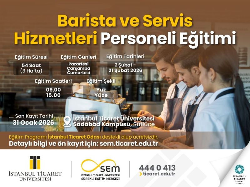 Barista ve Servis Hizmetleri Personeli Eğitimi’nde Yeni Dönem 2 Şubat’ta Başlıyor